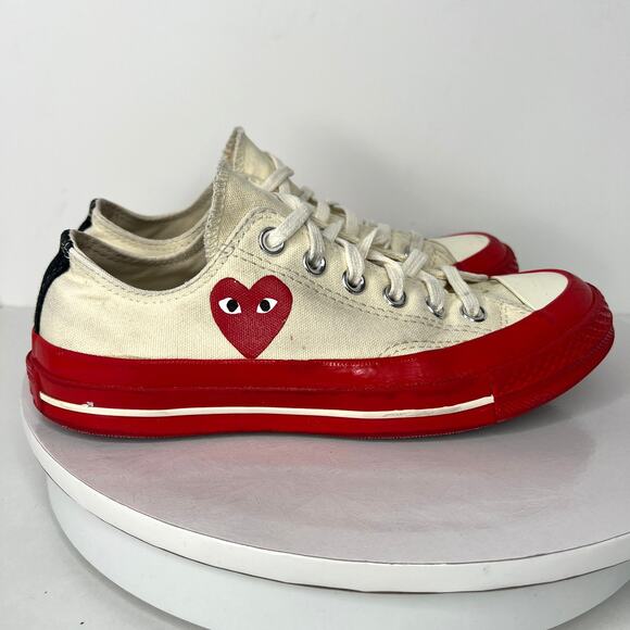 Comme des Garçons PLAY x Converse 7 Womens Red Sole Chuck 70 Low Sneaker - Picture 2 of 11